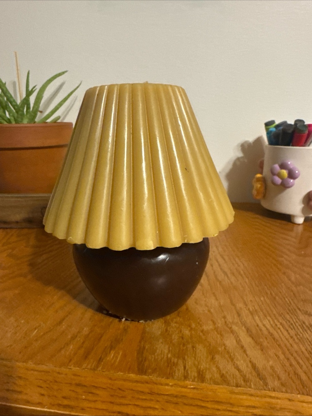 6.3" Lamp Figural Sculpted Candle from Hearth & Hand With Glass Display